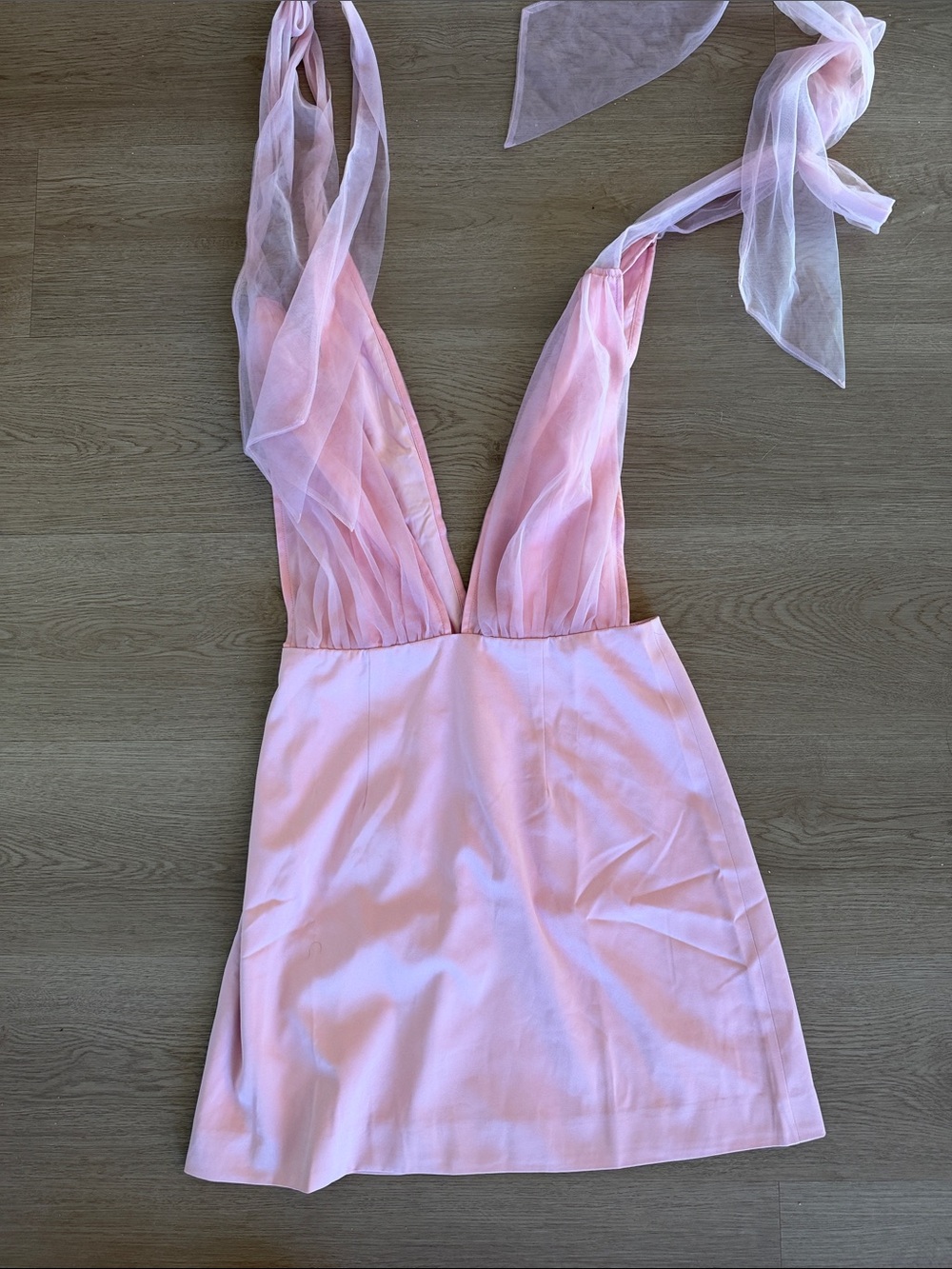 Hello Molly Pink Tie-Shoulder V-Neck Mini Dress